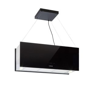 Kronleuchter XL Inselabzugshaube 90cm Umluft 590m³/h LED Touch schwarz