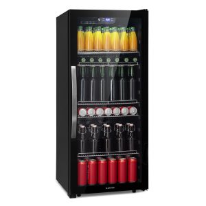 Beersafe 7XL Kühlschrank 242 Liter 5 Böden Panoramaglastür Edelstahl
