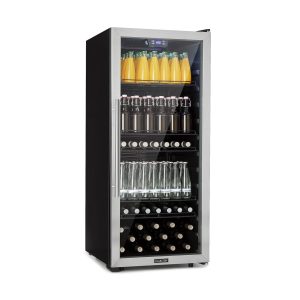 Beersafe 7XL Kühlschrank 242 Liter 5 Böden Panoramaglastür Edelstahl