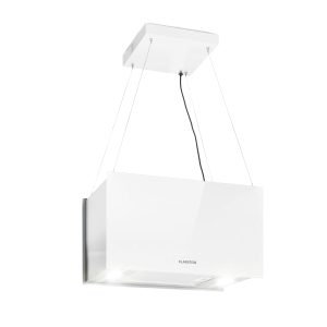 Kronleuchter L Inselabzugshaube 60cm Abluft: 590m³/h LED Touch Glas weiß