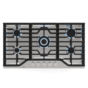 Turbocast Gaskochfeld | 304er Edelstahl | 5 Brenner | Profi-Gusseisenhalter | Wok-Brenner
