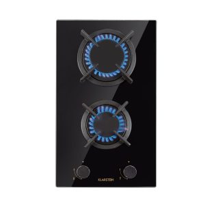 Goldflame Domino Gaskochfeld 2-flammig Messing-Brenner Glaskeramik