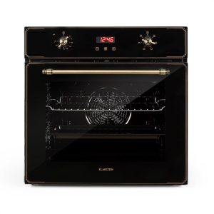 Elizabeth Einbaubackofen Retro 2200 Watt 70l Messingoptik Display